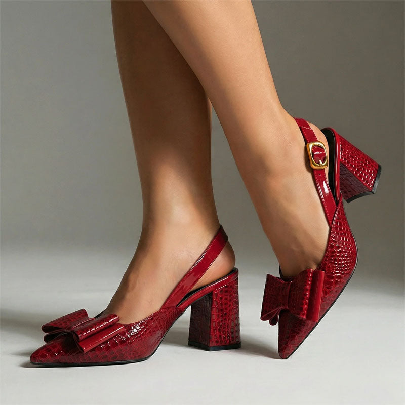 Virginia - Women's Croc Bow Slingback Pumps