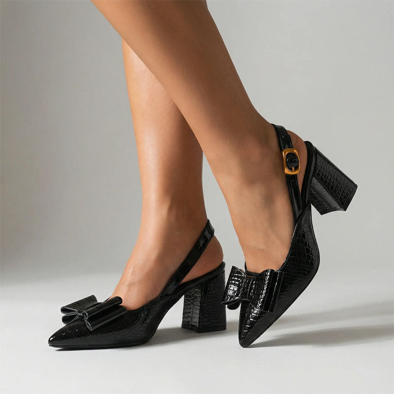 Virginia - Women's Croc Bow Slingback Pumps
