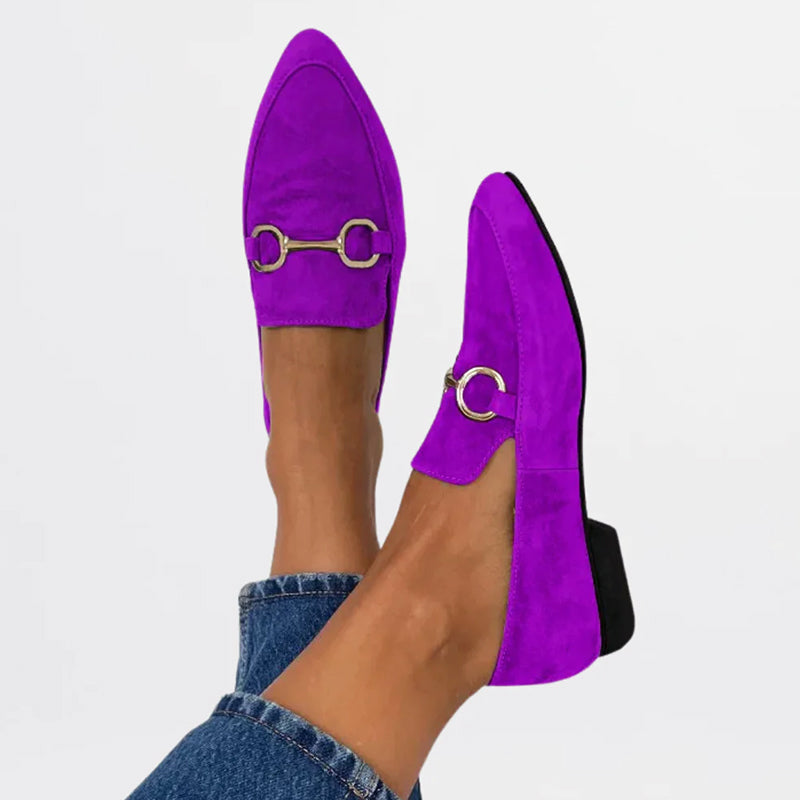 Vivian - Women’s Suede Loafers with Gold Horsebit Detail