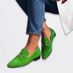 Vivian - Women’s Suede Loafers with Gold Horsebit Detail