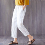 Wendy - Women's Linen Relaxed Cropped Pants