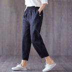 Wendy - Women's Linen Relaxed Cropped Pants