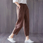 Wendy - Women's Linen Relaxed Cropped Pants