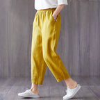 Wendy - Women's Linen Relaxed Cropped Pants