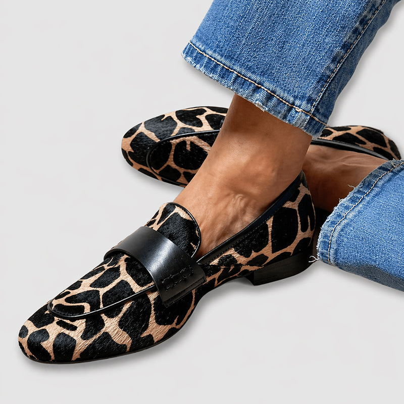 Zoe - Women’s Animal Print Loafers with Minimalist Band