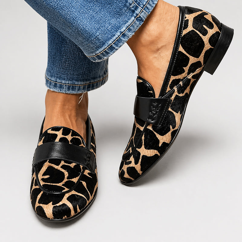 Zoe - Women’s Animal Print Loafers with Minimalist Band