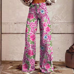 Zoey - Women's Floral Printed High Waisted Wide Leg Pants