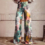 Zoey - Women's Floral Printed High Waisted Wide Leg Pants