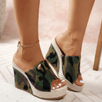 Hagar - Women's Denim Platform Wedge Heels