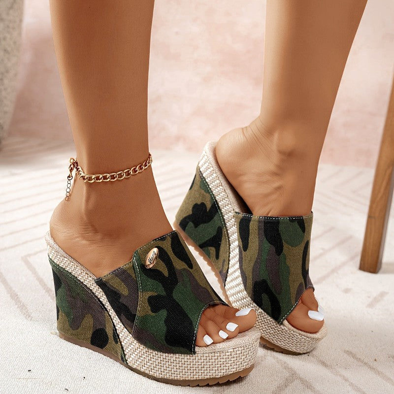 Hagar - Women's Denim Platform Wedge Heels