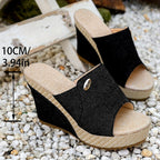 Hagar - Women's Denim Platform Wedge Heels